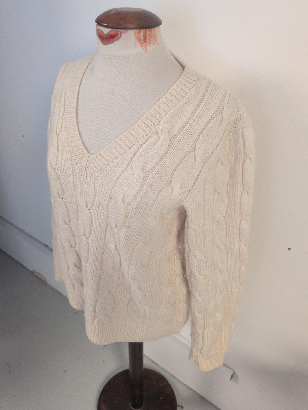 XL Cream Patterned Knit Pullover Jumper
