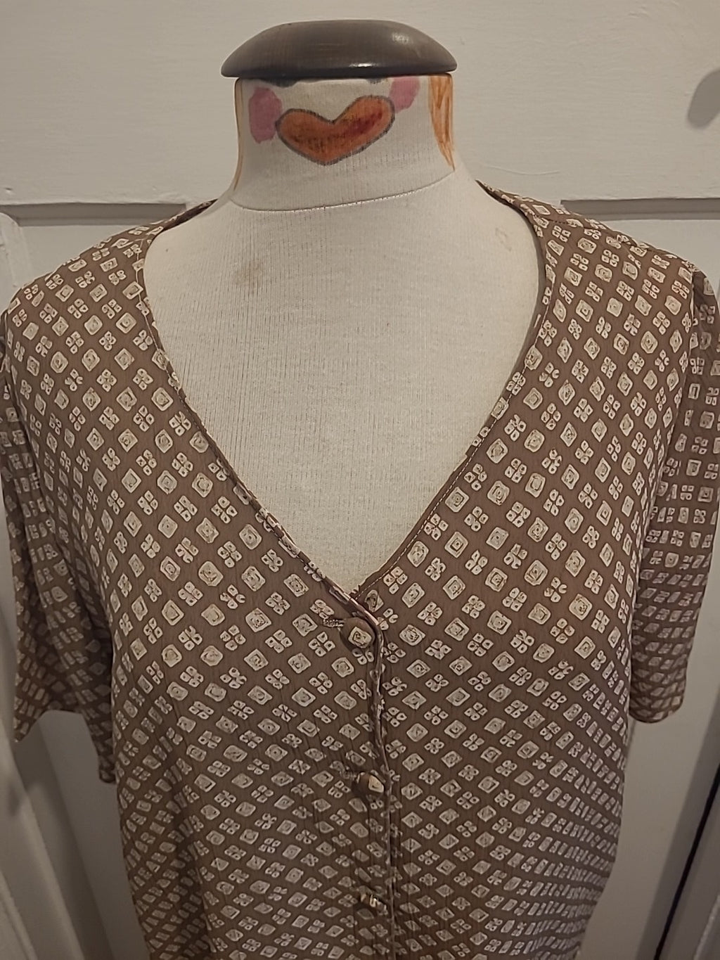 Ladies Gill Marjoram Size Large Brown/Beige Short Sleeved Maxi Dress
