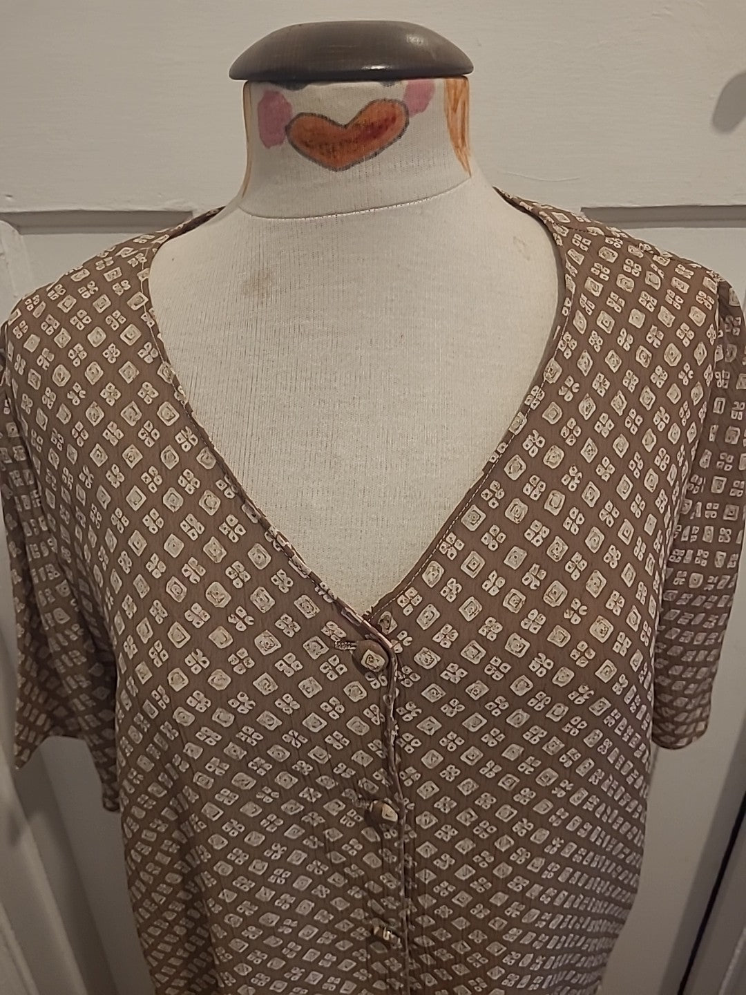 Ladies Gill Marjoram Size Large Brown/Beige Short Sleeved Maxi Dress