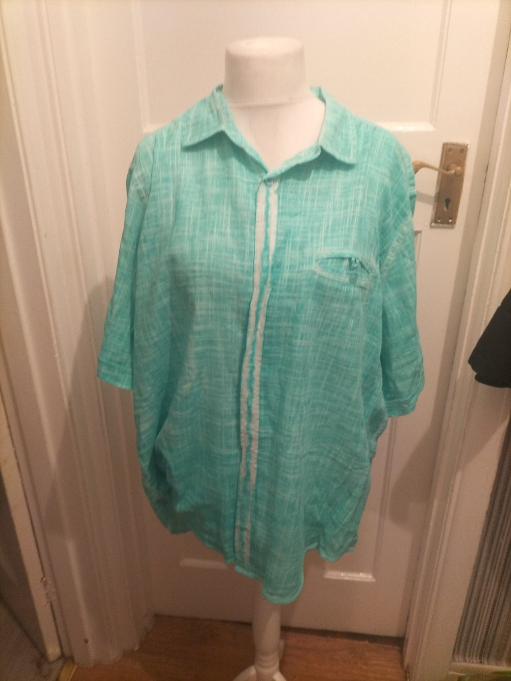 Mens Coral Marl Size 4XL Sea Green Short Sleeved Shirt
