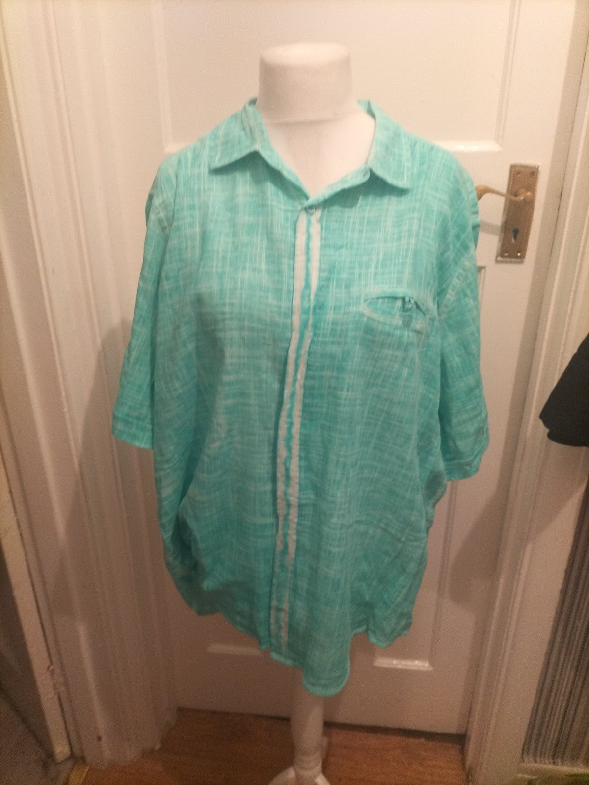 Mens Coral Marl Size 4XL Sea Green Short Sleeved Shirt