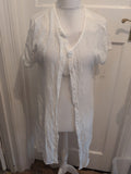 Large White Buttoned Short Sleeve Longline Top