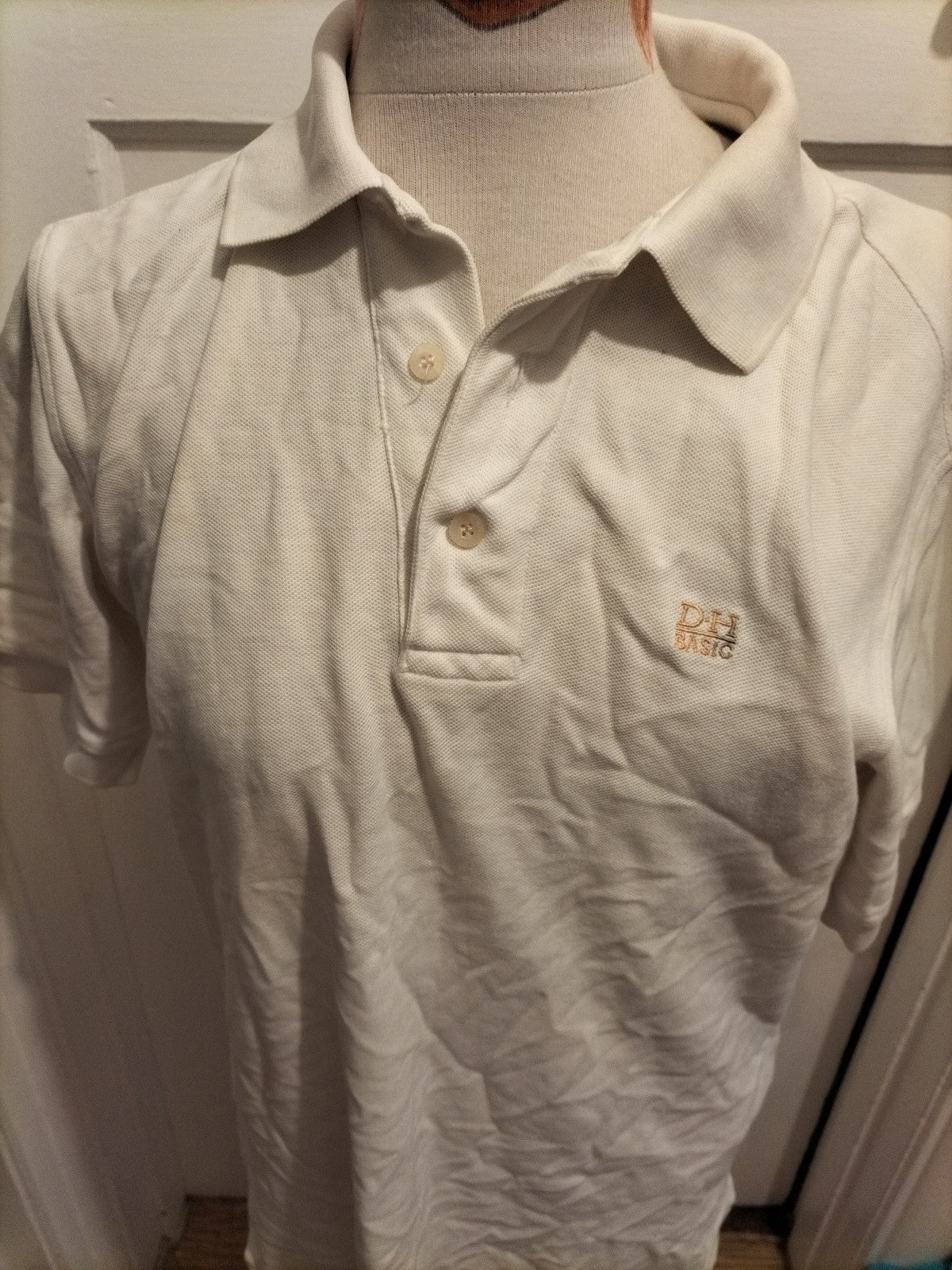 Mens Daniel Hechter Size Medium Cream Short Sleeve Polo Shirt
