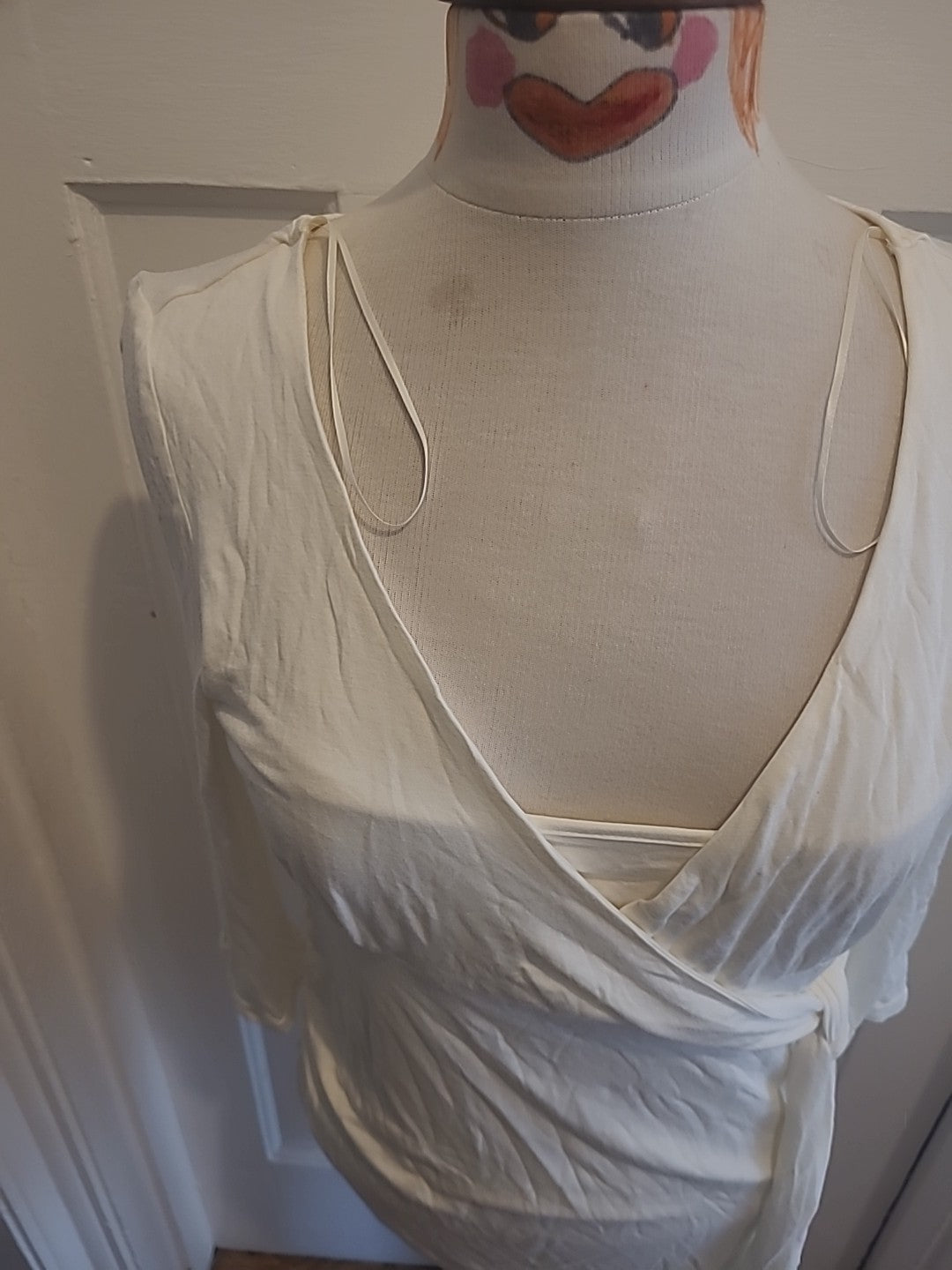 Ladies Mothercare Size 12 Cream Short Sleeved Longline Maternity Top