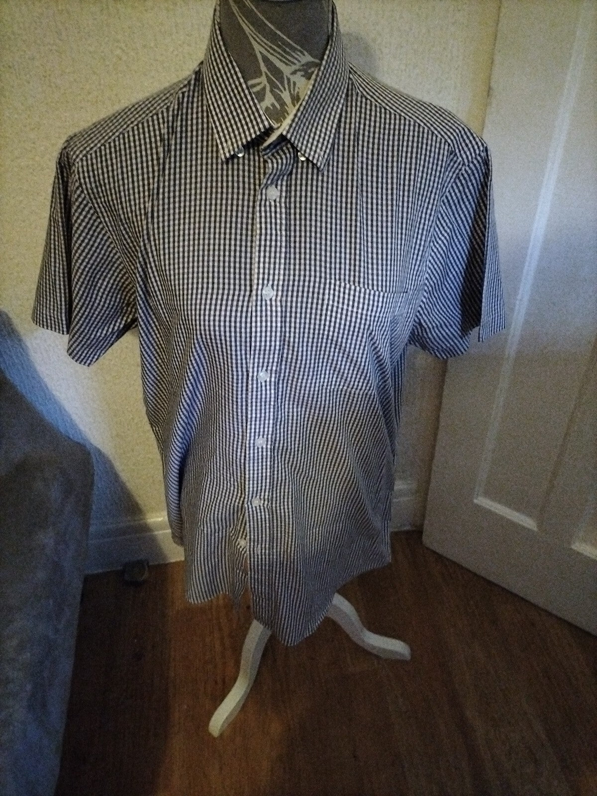 Mens Primark 16" Collar Check Short Sleeved Shirt