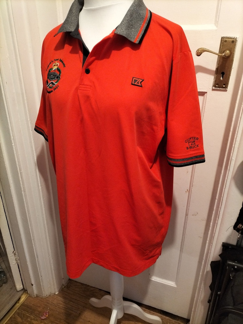 Mens Cutter & Buck Size XL Red Tank Regiment Polo