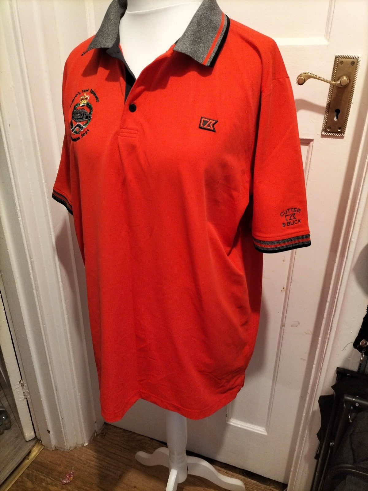 Mens Cutter & Buck Size XL Red Tank Regiment Polo
