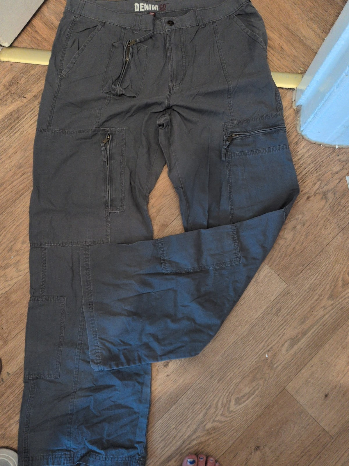 Denim&Co 36/32 Grey Cargo Trousers