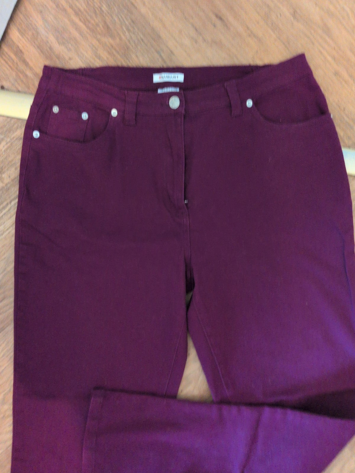 Ladies Damart Size 14 Purple Slight Elasticated Straight Leg Jeans