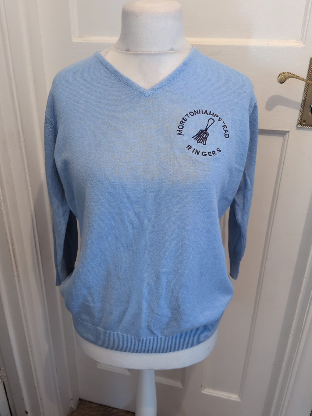 Isle 18-20 Blue Embroidery V Neck Jumper