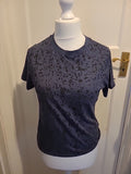 Ladies Primark Size 2XS Navy And Black Short Sleeved Relaxed Fit Tshirt