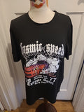 Mens Romwe Size Large Black Printed Short Sleeved Tshirt