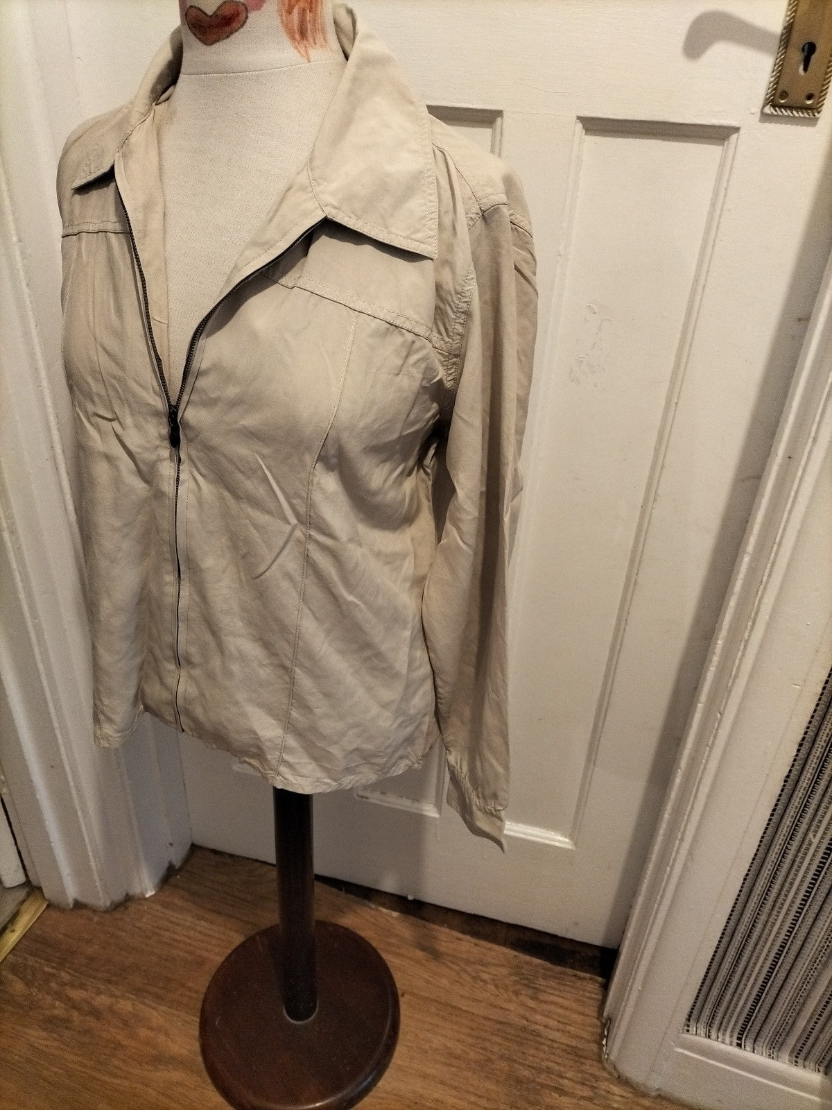 Ladies St Michael Size 14 Stone Zip Through Long Sleeved Lightweight Jacket/Top