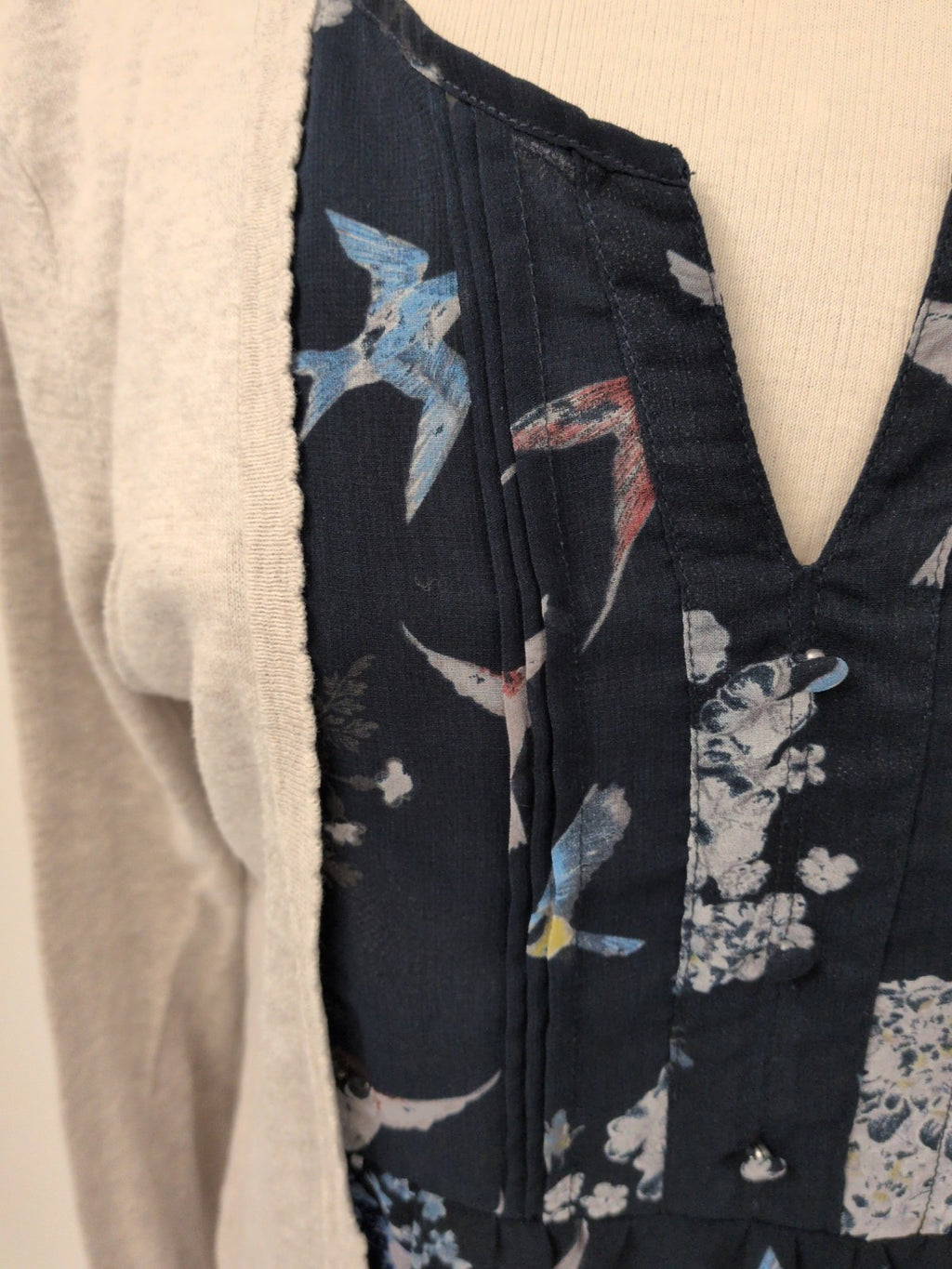 Next 16 Flax And Navy Long Sleeve Blouse
