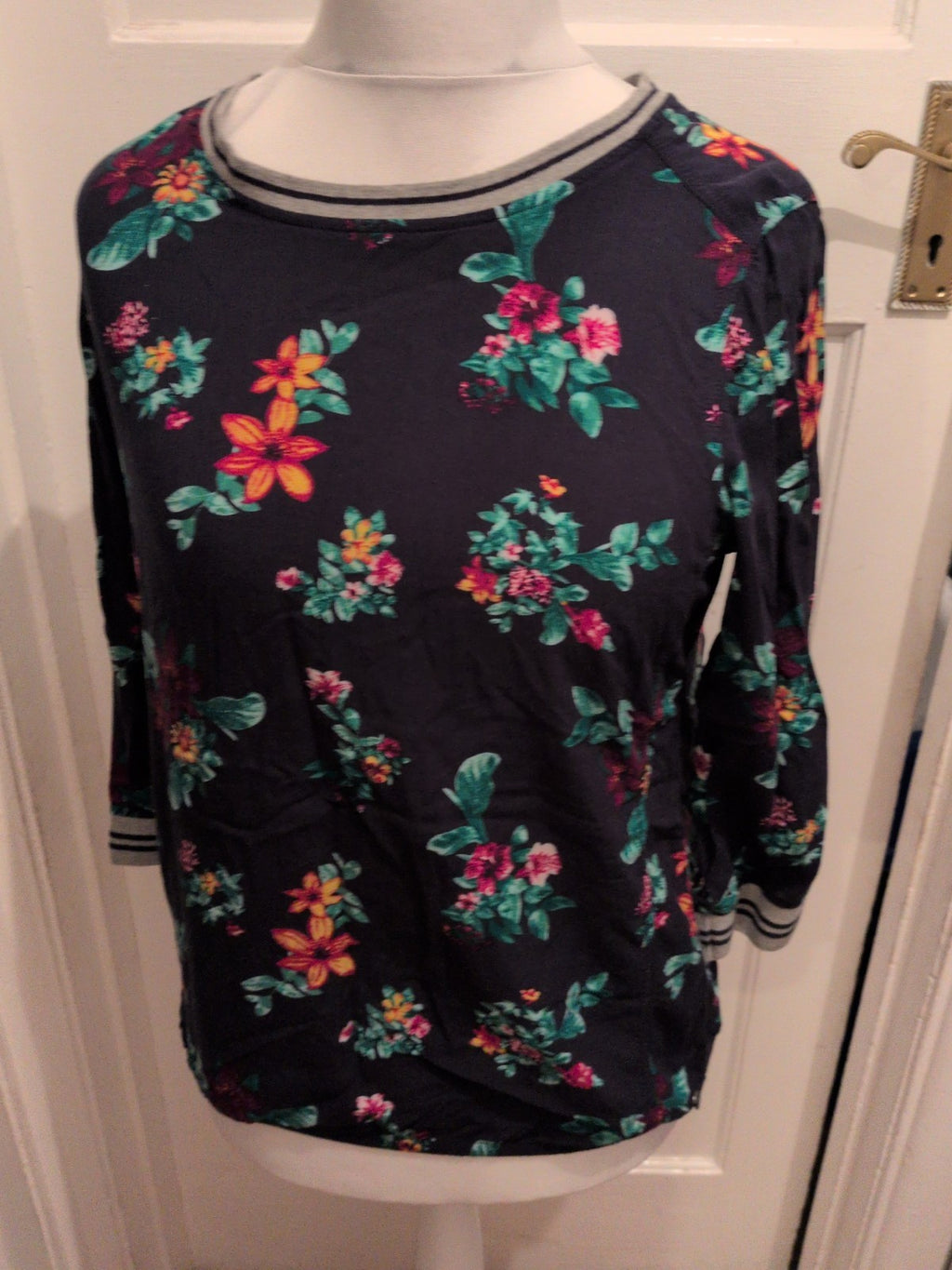 Cecil Small Navy Floral Long Sleeve Blouse