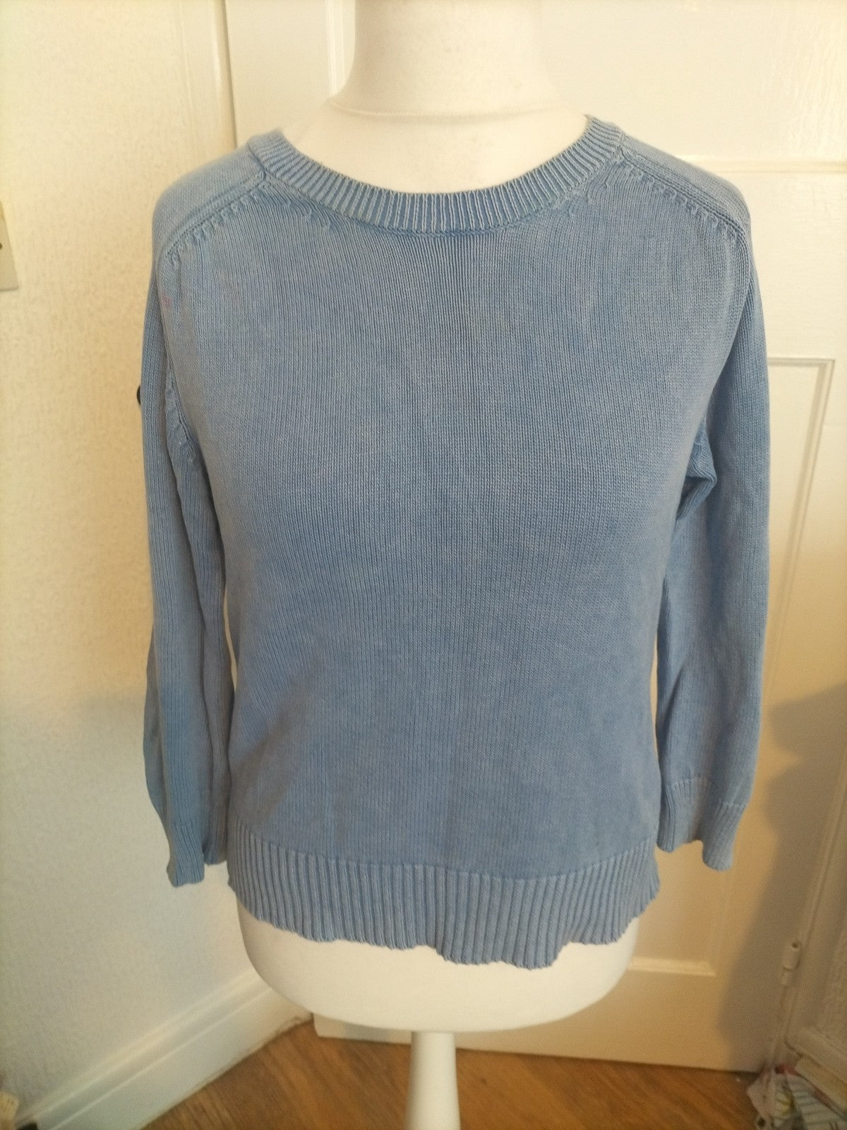 Ladies Zara Size Large Blue Ribbed Jumper