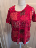 Damart 18-20 Red Patterned Short Sleeve Blouse