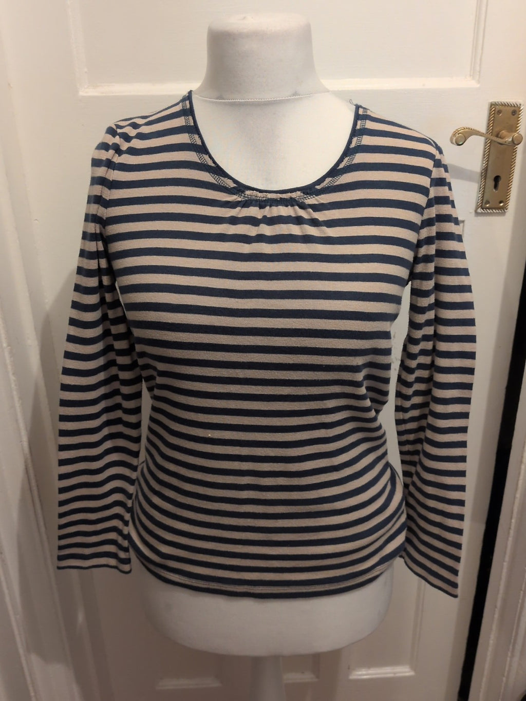 TU Fairtrade 12 Navy And Pale Brown Long Sleeve T-shirt