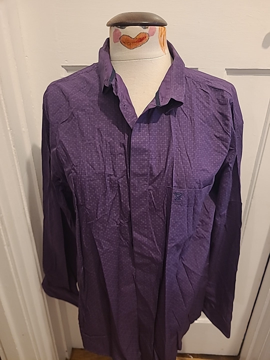 Mens James Pringle Size Large Purple Pattern Long Sleeved Shirt