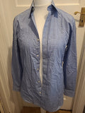 Mens Jaeger Size 15" Collar Blue And White Pinstriped Check Long Sleeved Shirt