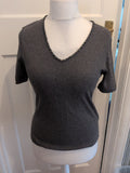 CC Small Grey Stuf Pattern Neck Short Sleeve T-shirt