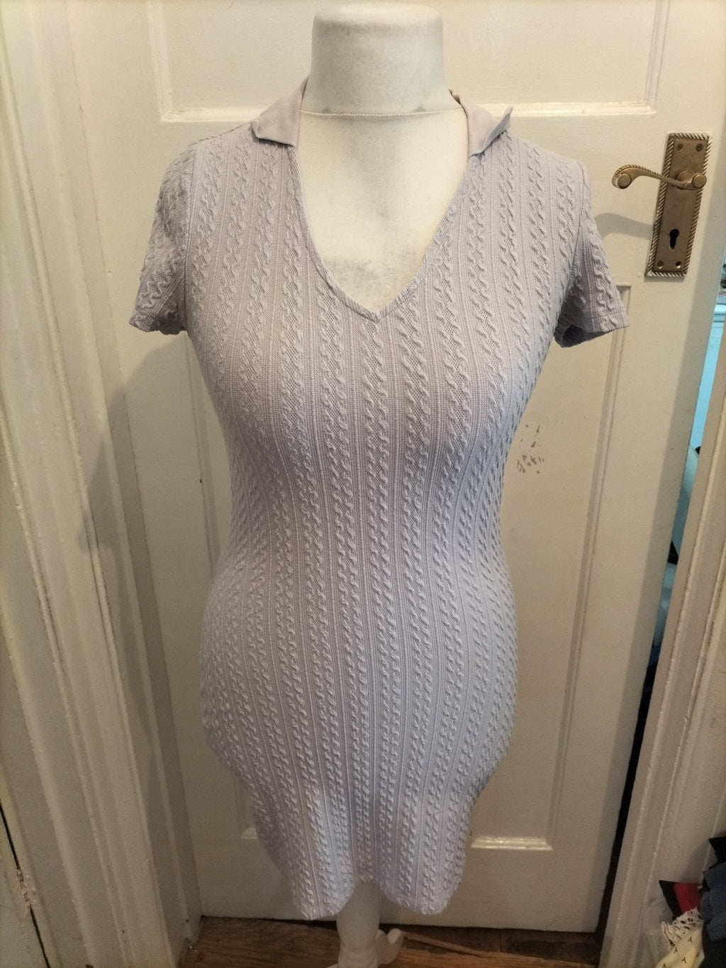H&M Medium Lilac Short Sleeved V Neck Jumper Dress