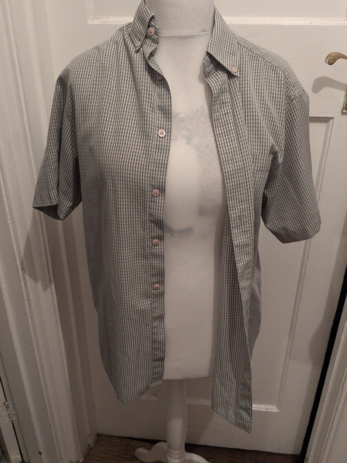 Thomas Nash Small Pale Green Check Short Sleeve Soft Touch Shirt