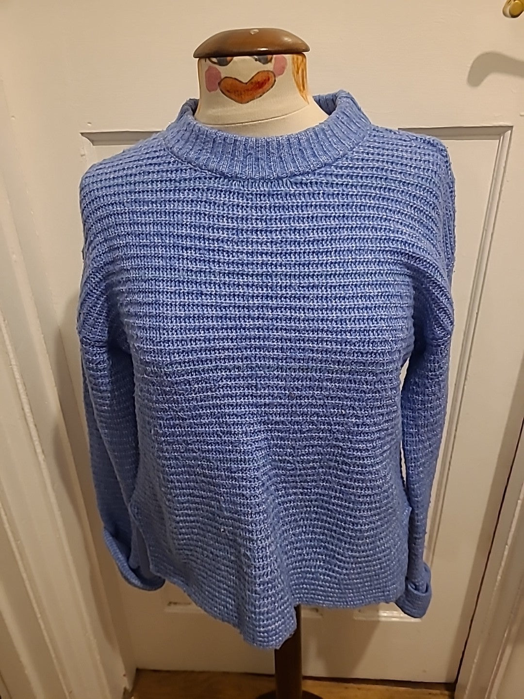 Ladies John Lewis Size Medium Blue Fleck Knit Pullover Jumper