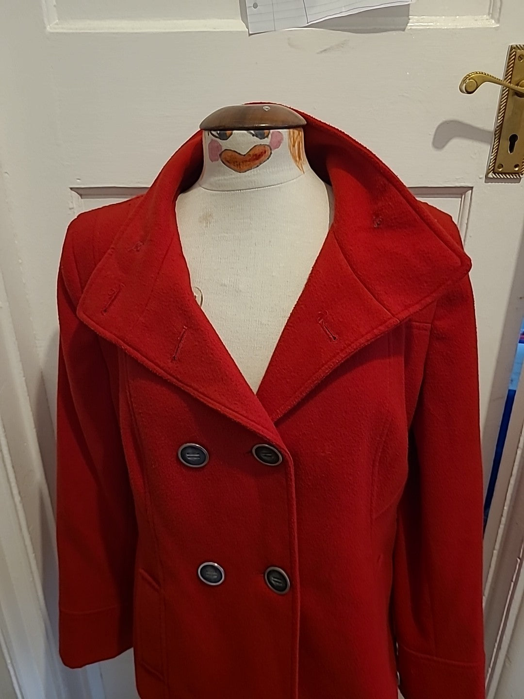 Ladies Debenhams Size 16 Red Lined Coat