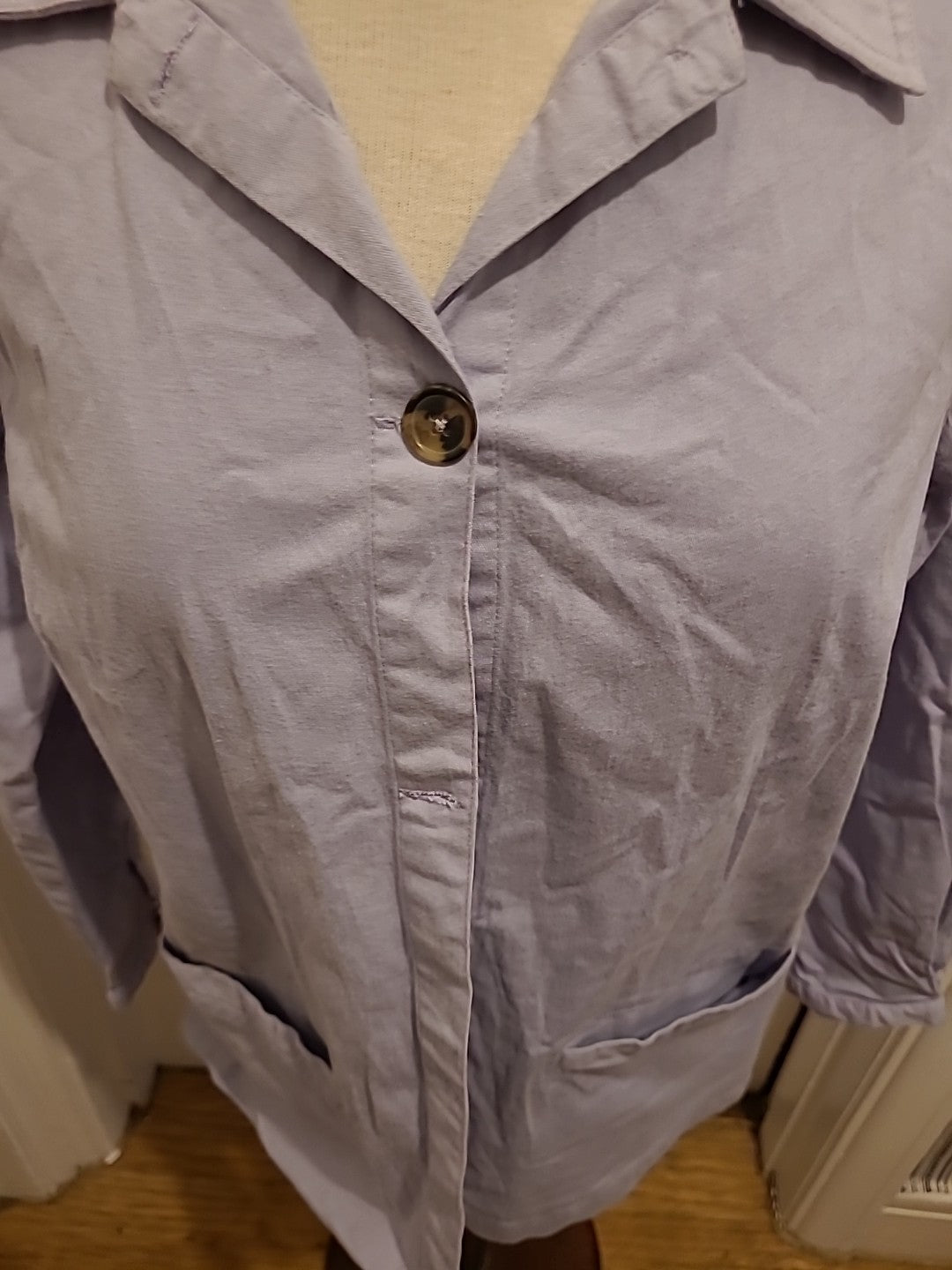 Bonmarche Size 14lilac Long Sleeved Denim Feel Shirt