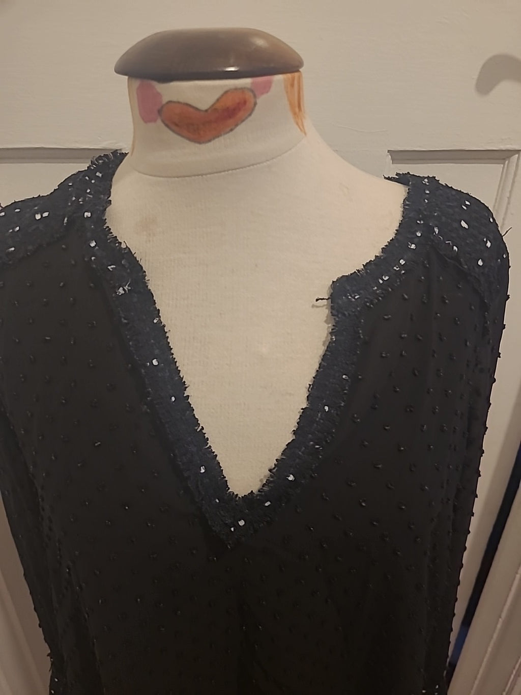 Ladies Zara Size Small Black Bobble Detail Long Sleeved Blouse