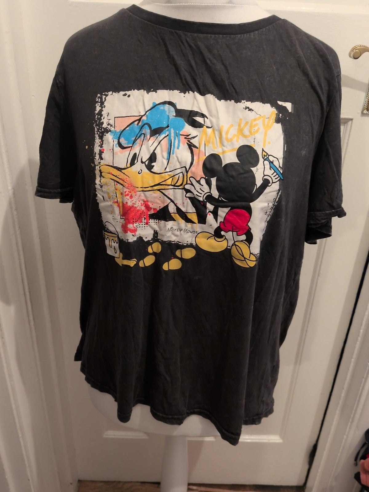 Disney 18/20 Charcoal Mickey Print T-shirt Fading In Places