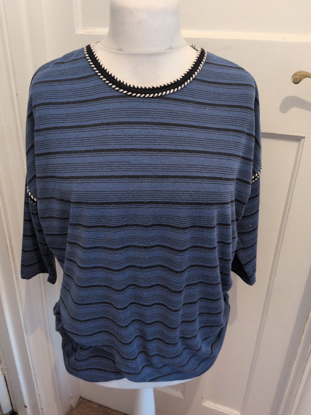 Tu 16 Blue And Black Half Sleeve Pullover Jumper