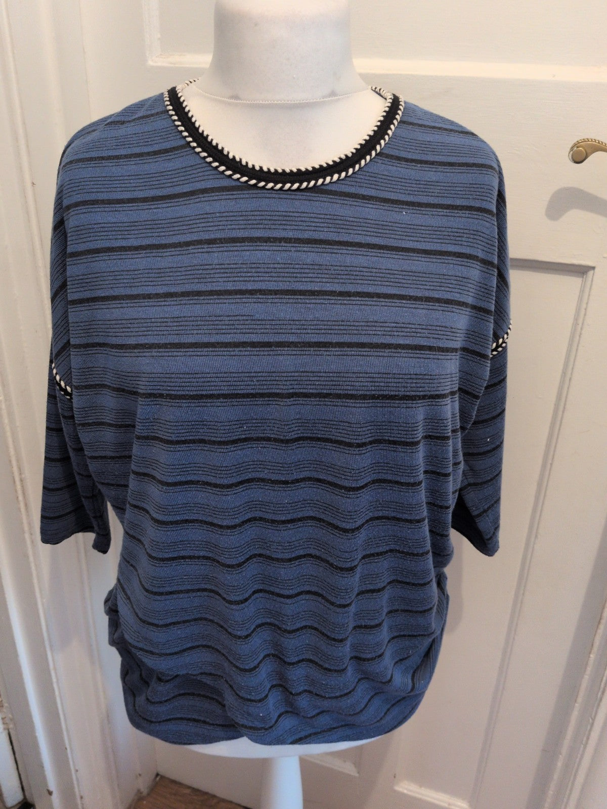 Tu 16 Blue And Black Half Sleeve Pullover Jumper