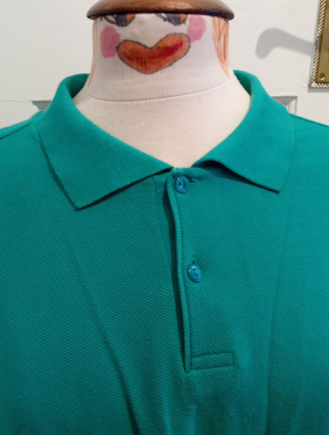 Mens St Michael Size Large Green Long Sleeved Polo