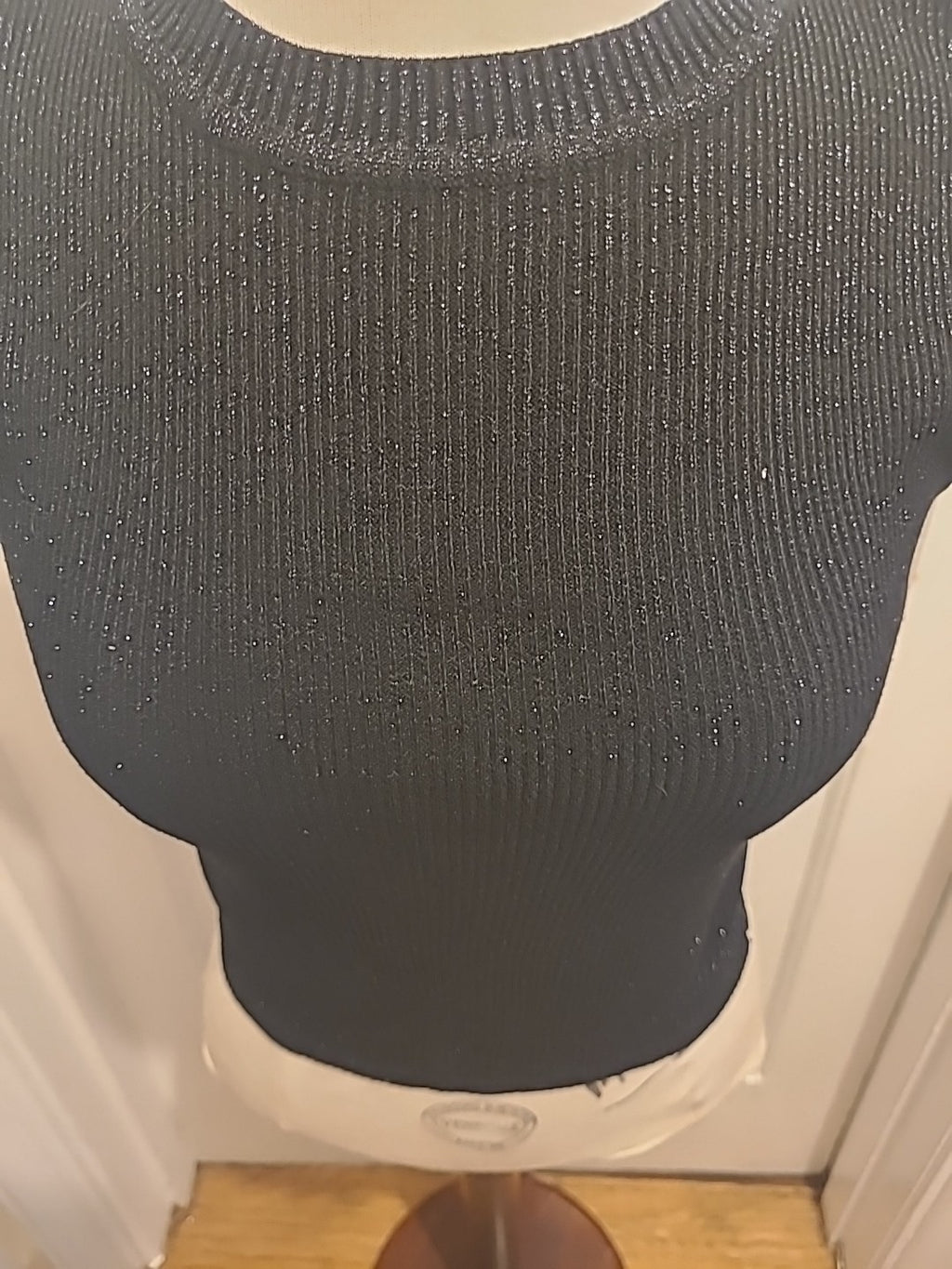 Ladies Primark Size Medium Black Glittery Sleeveless Tsnk Top