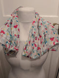 White With Floral Multicoloured Pattern Scarf