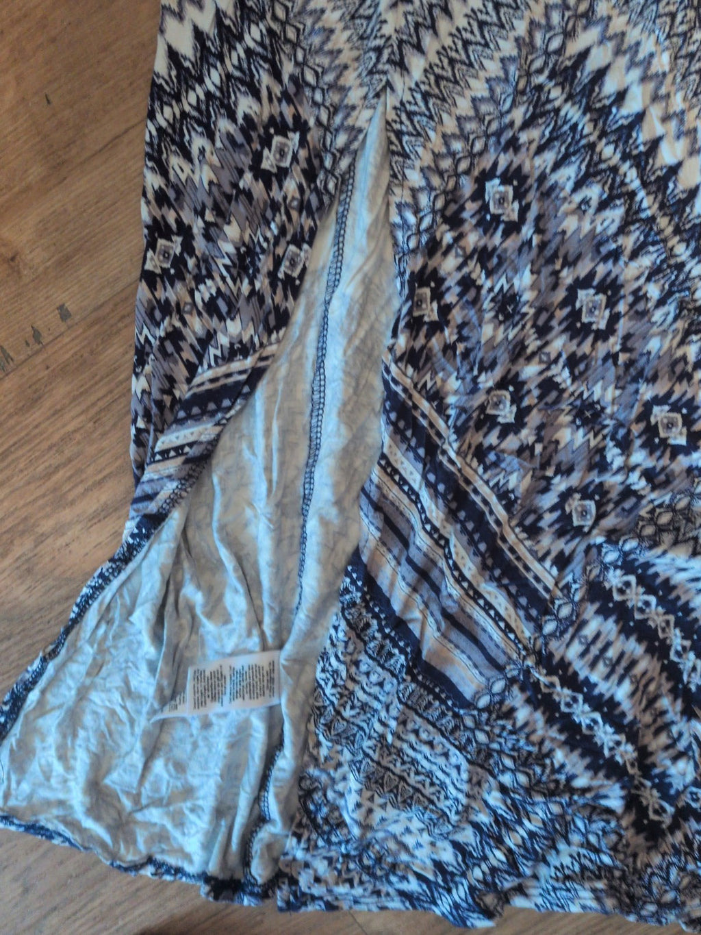 Wallis Small Blue Patterned Long Length Pencil Skirt Elasticated