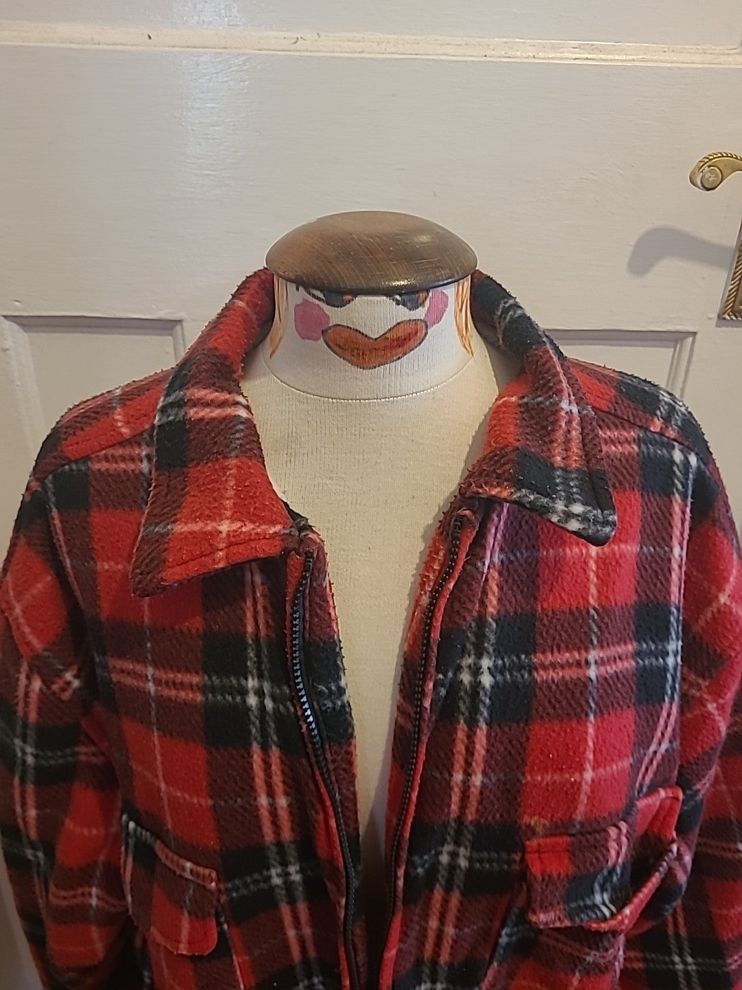 Mens Tom Hagen Size 2xl Red Check Fleece Zip Through
