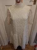 Ladies Na-Kd Size Euro 36 Pale Cream Lined Floral Short Sleeved Dress