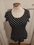 Ladies M&Co Size 10 Polkadot Short Sleeved Blouse