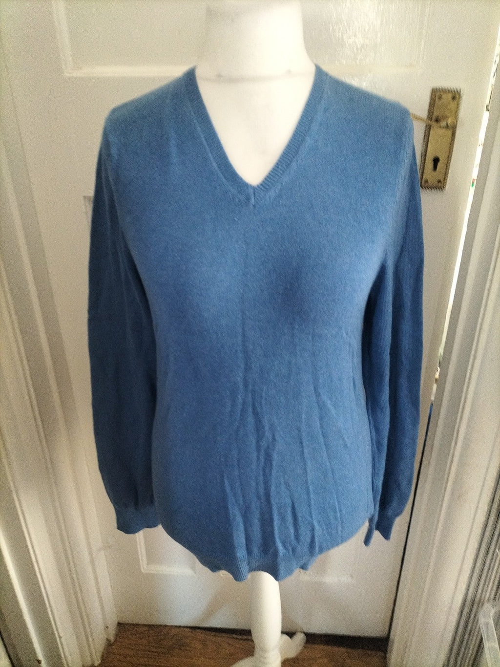 Mens Marks And Spencer Size Small Pure Cotton Mid Blue Jumper Pullover
