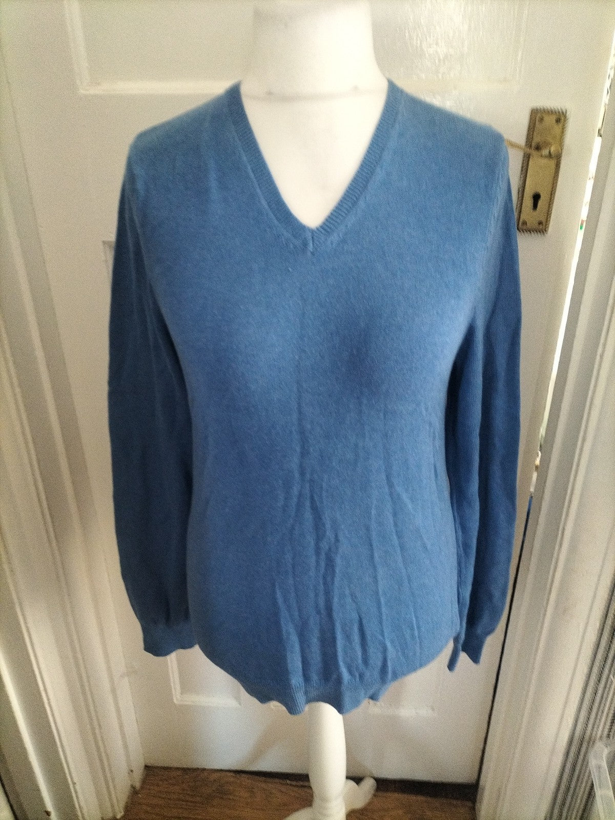 Mens Marks And Spencer Size Small Pure Cotton Mid Blue Jumper Pullover