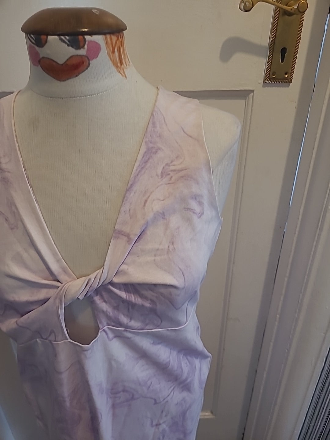 Brand New Ladies Skinny Dip Size Large Cream/Purple Sleeveless Dress