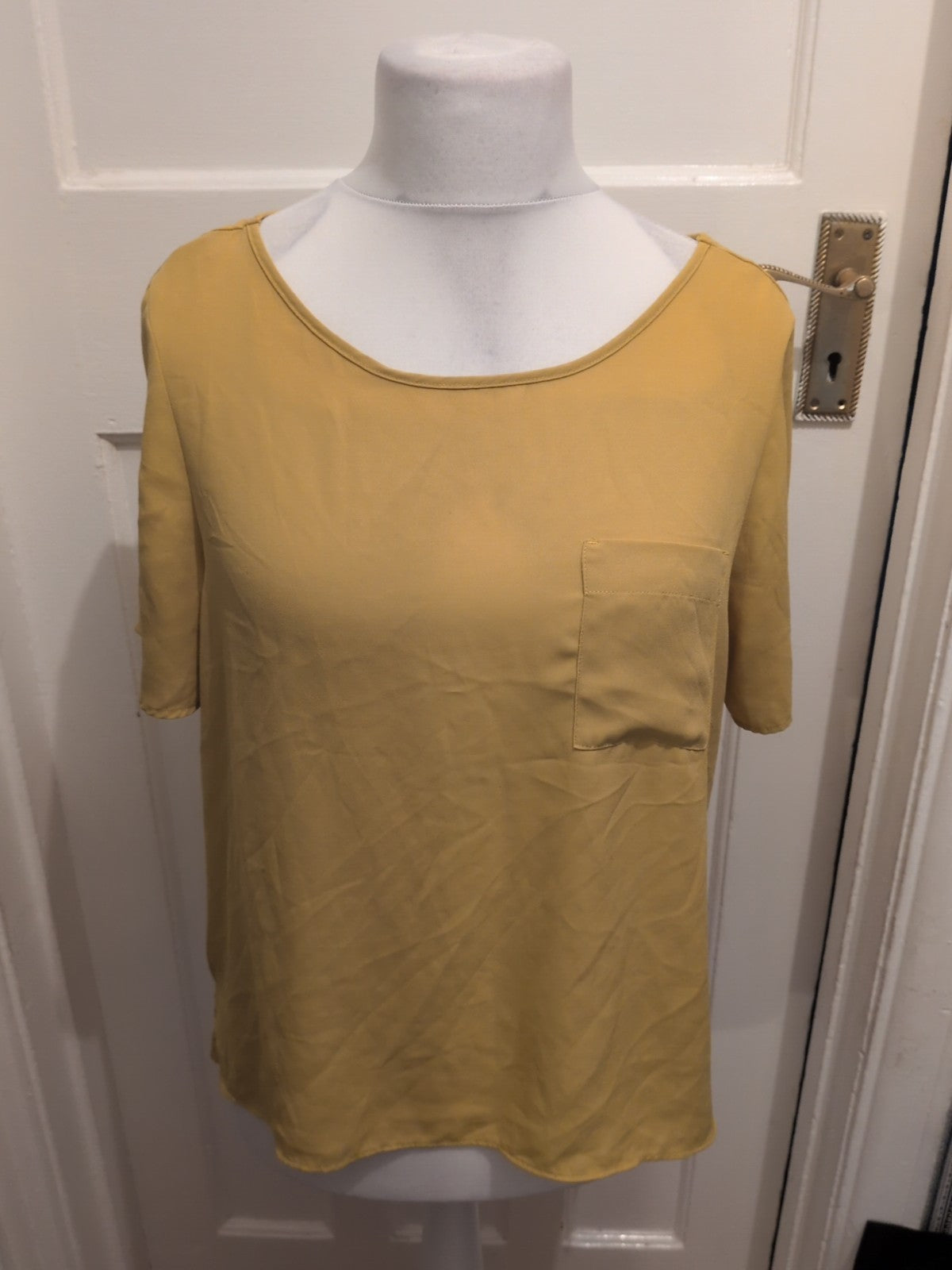 Ladies George Size 14 Yellow Short Sleeved Blouse