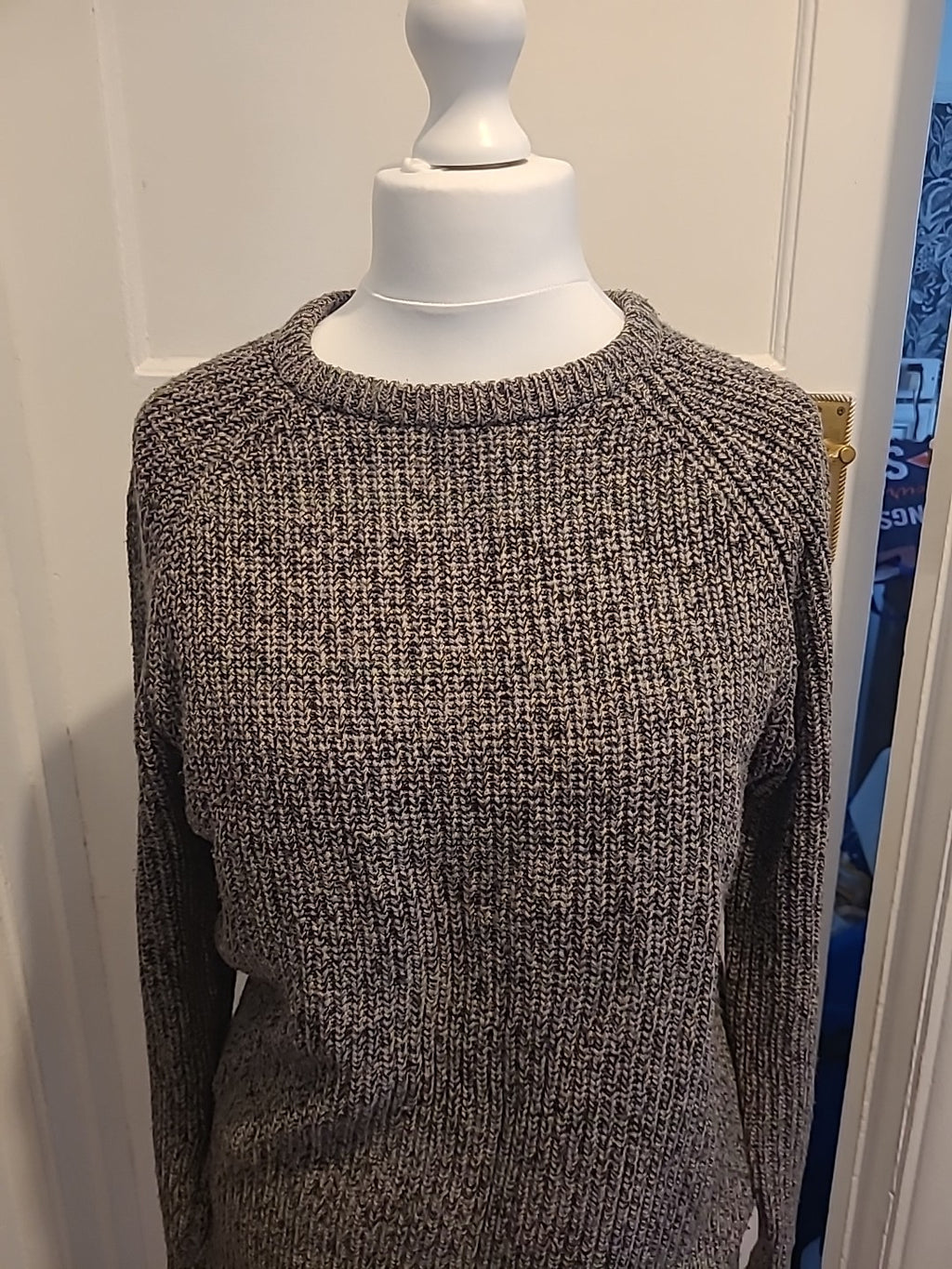 Mens Primark Size Medium Grey Fleck Ribbed Jumper