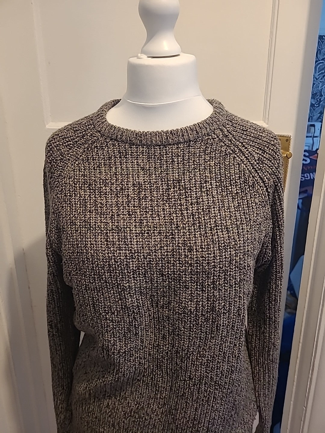 Mens Primark Size Medium Grey Fleck Ribbed Jumper