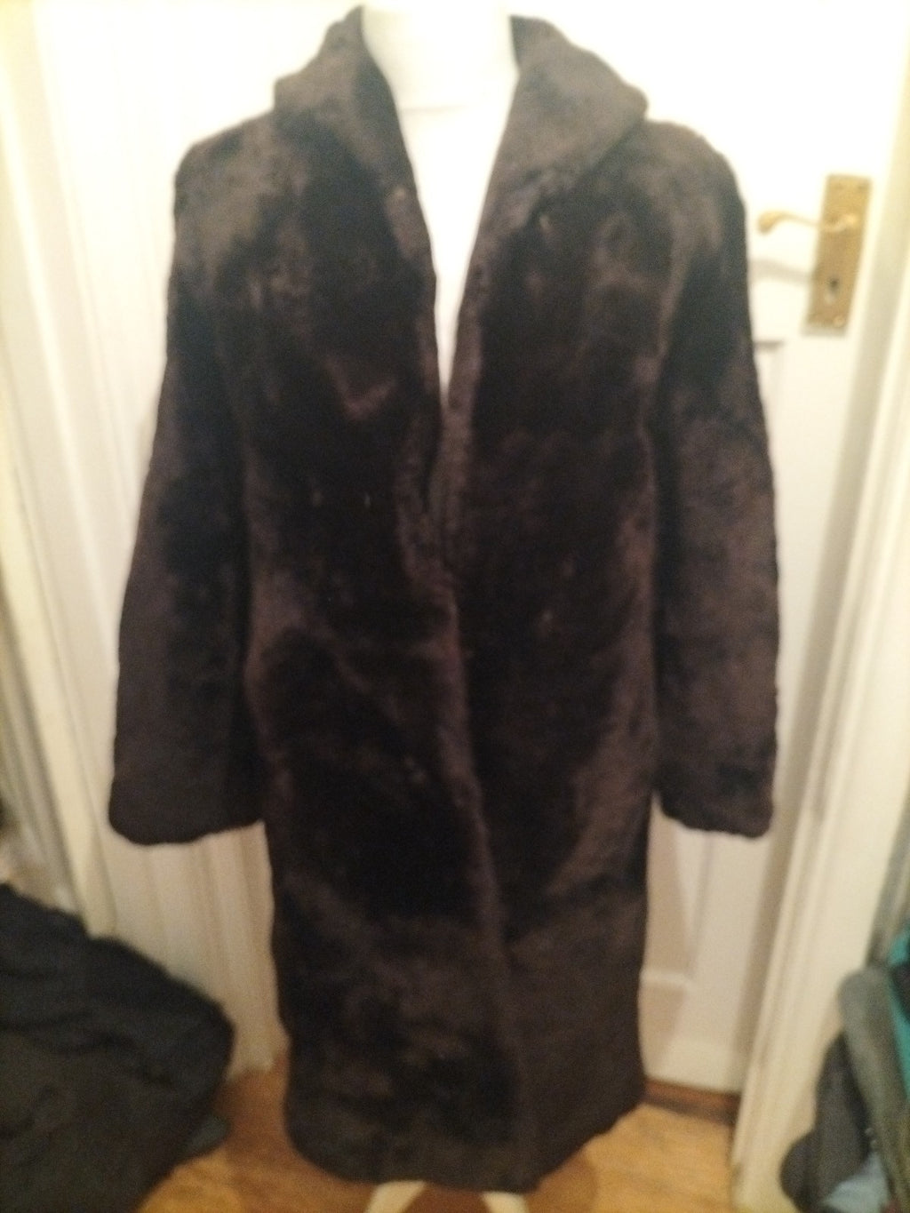 Ladies Size XL Dark Brown/Black Furry Lined Very Heavy Jacket Faux Fur