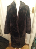 Ladies Size XL Dark Brown/Black Furry Lined Very Heavy Jacket Faux Fur