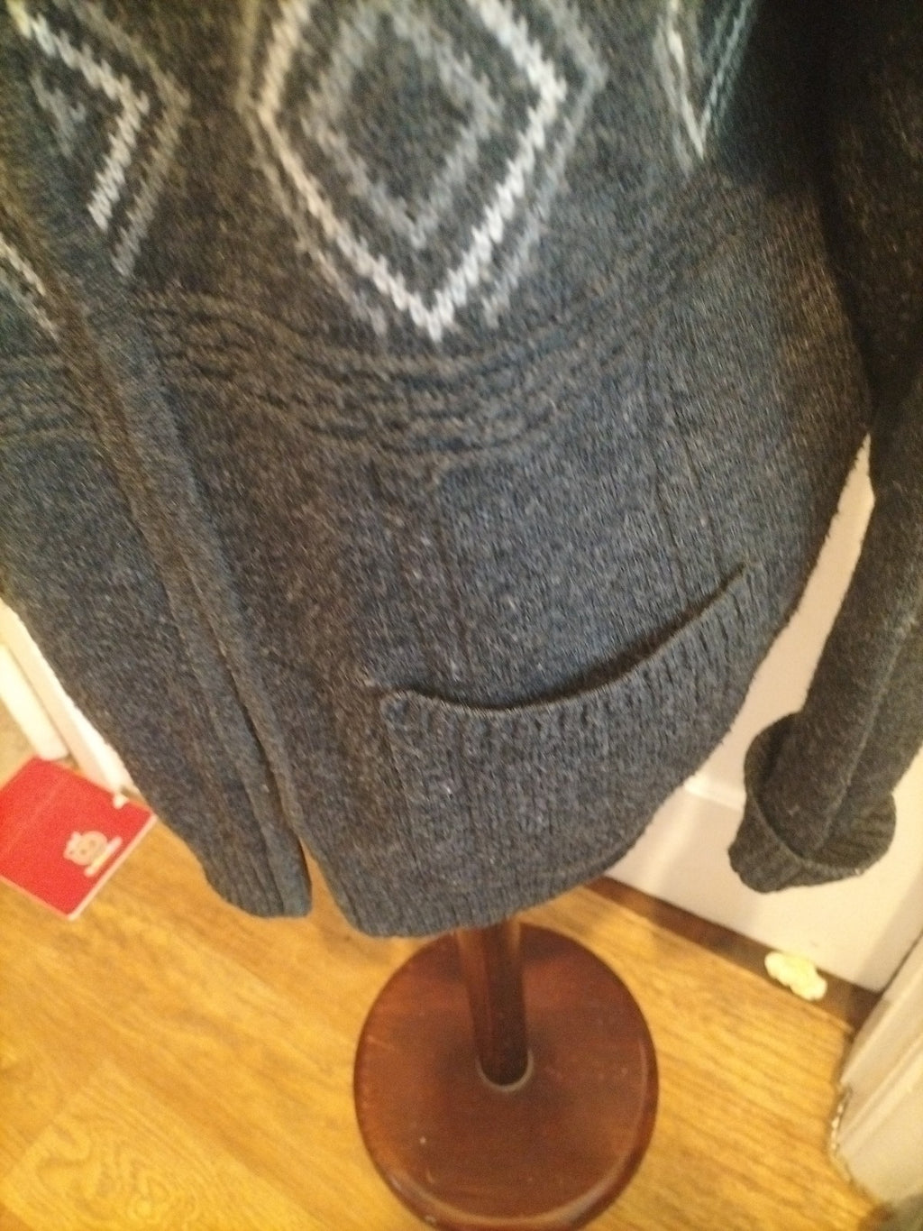 Mens Guv'Nors Size Large Grey Zip Through Cardigan
